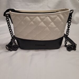 Montana West Quilted Crossbody Bag Black/White Chain Strap Adjustable